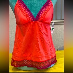 Becca by Rebecca virtue.  New with tags. ombré crochet trim tankini